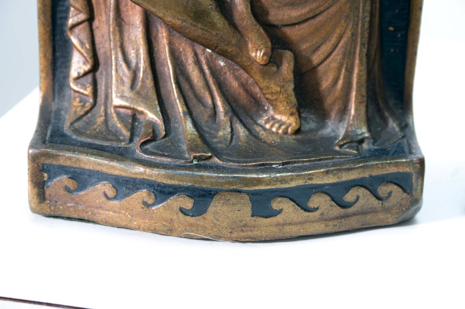 Antique Art Deco Armor Bronze Greek Figure with Music Harp Clad Bookends 1922 - Thumbnail 8