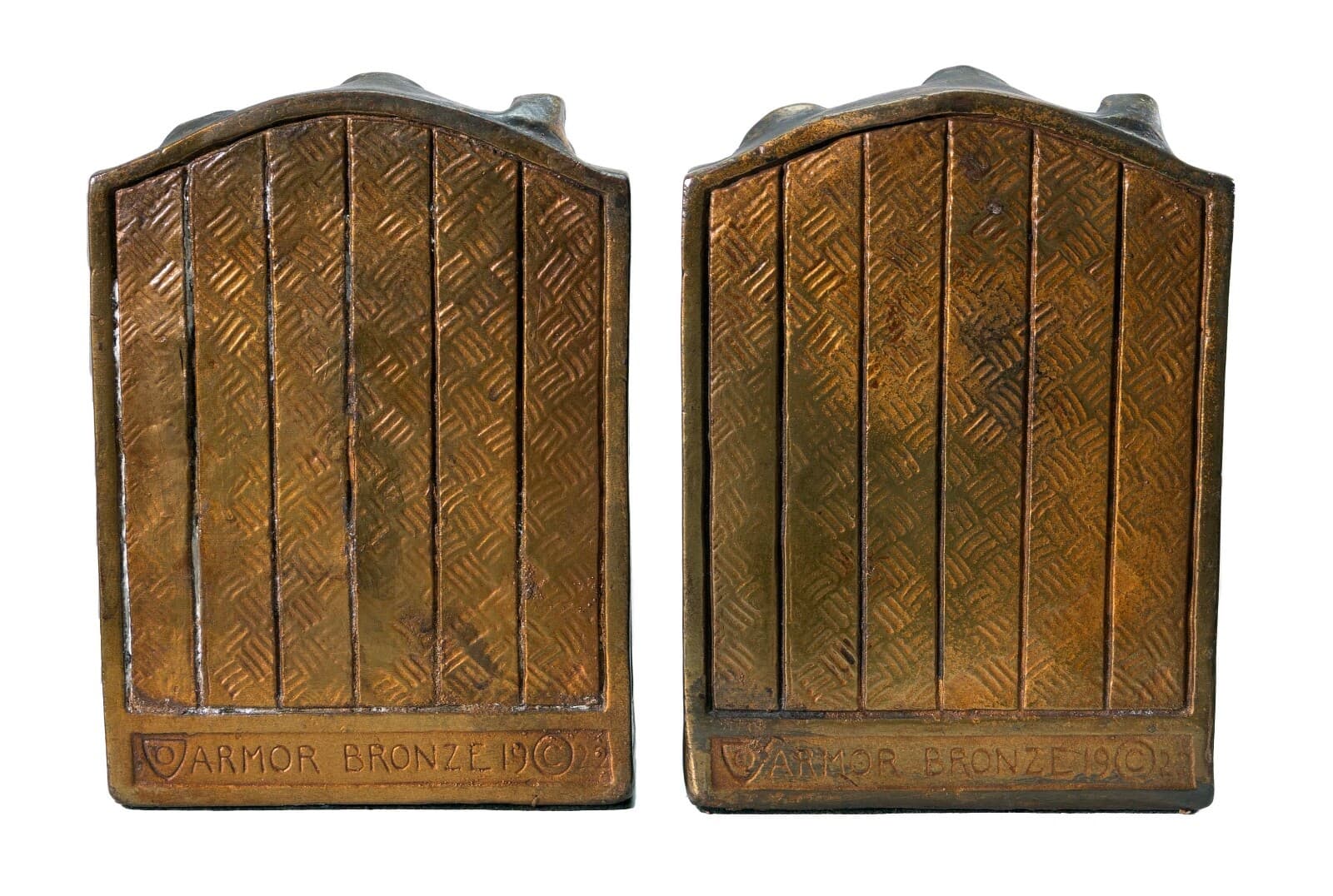Antique Art Deco Armor Bronze Greek Figure with Music Harp Clad Bookends 1922 - Thumbnail 5