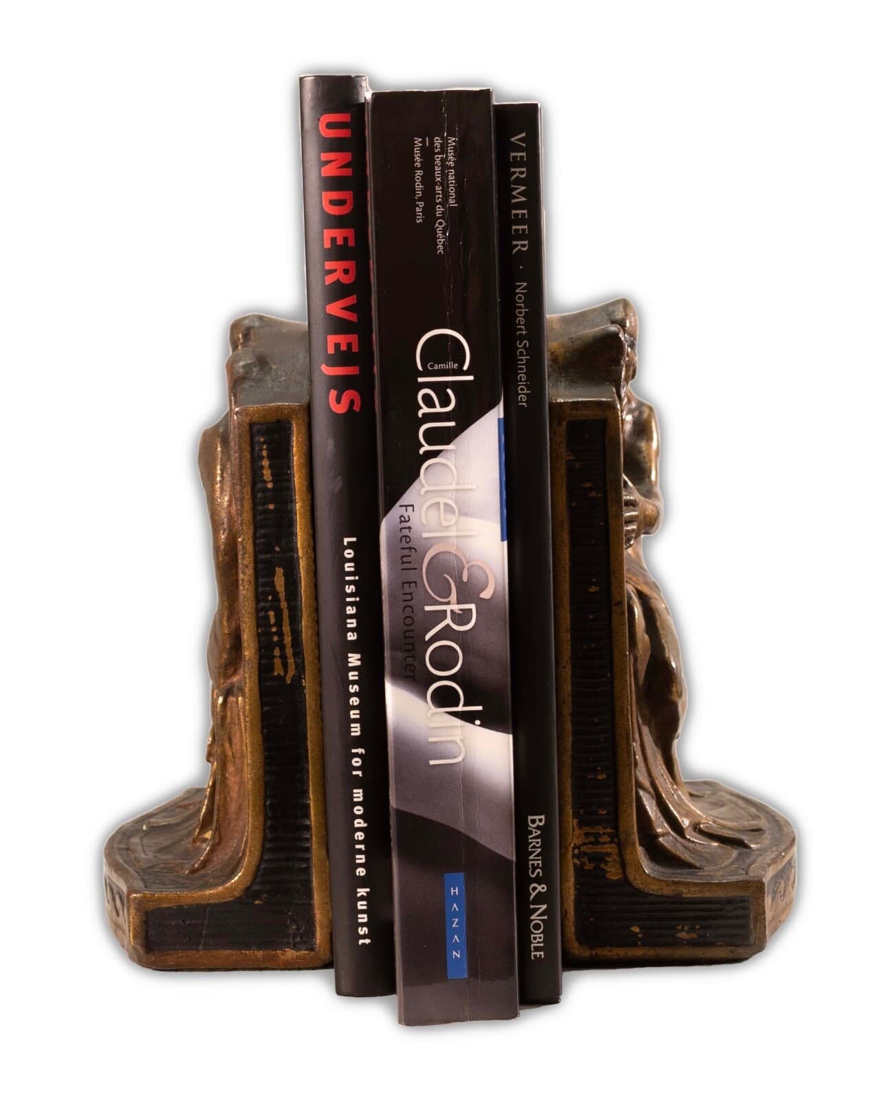 Antique Art Deco Armor Bronze Greek Figure with Music Harp Clad Bookends 1922 - Thumbnail 11