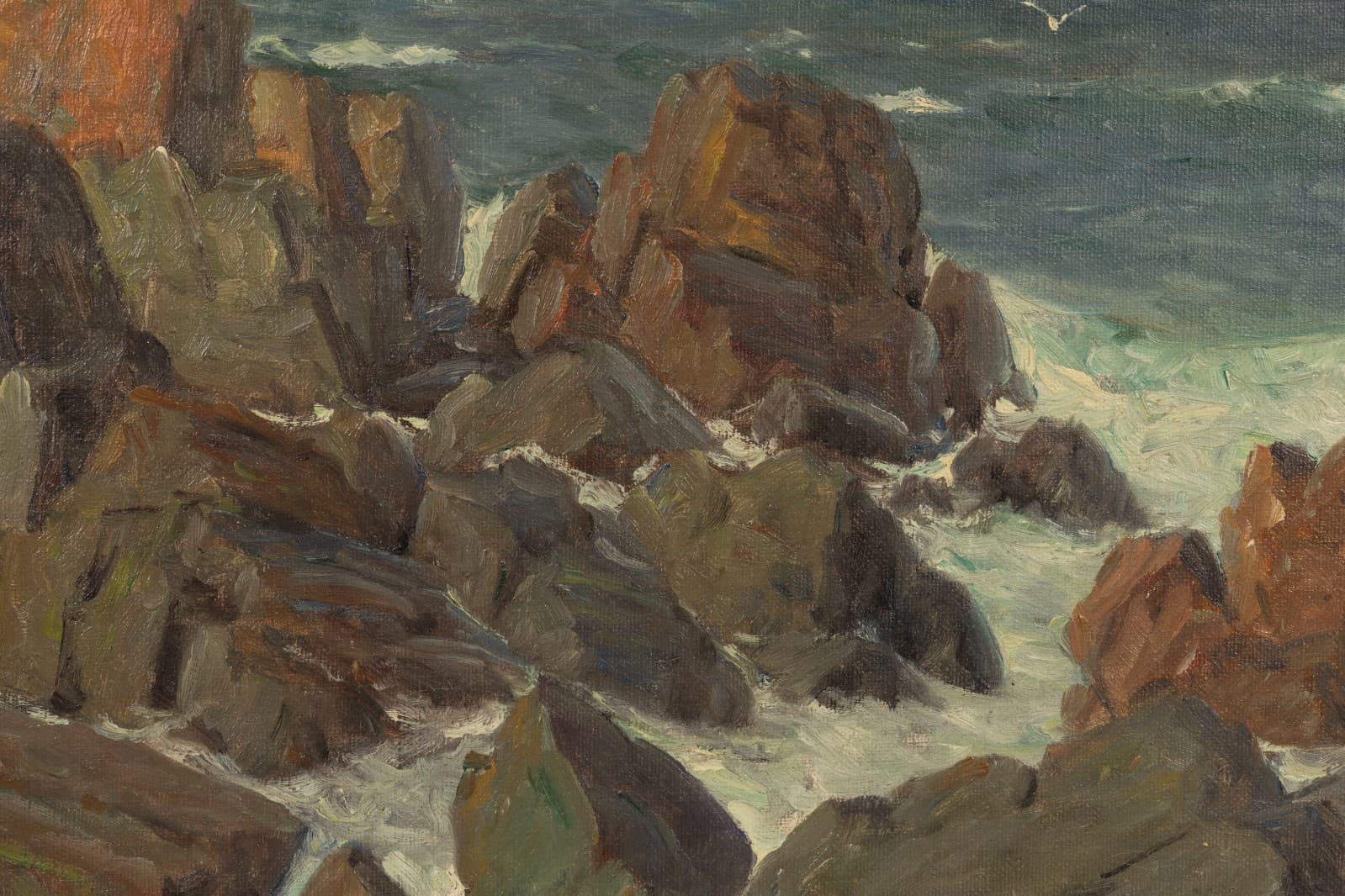 Aleksei Vasilievich Von Hanzen (1876-1937) Seascape Coast Signed Oil Painting on - Thumbnail 4