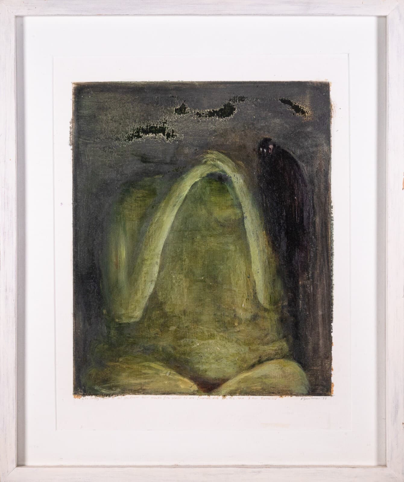 Barbara Goodman For Betty Signed Abstract Figurative Oil Painting on Paper 1994