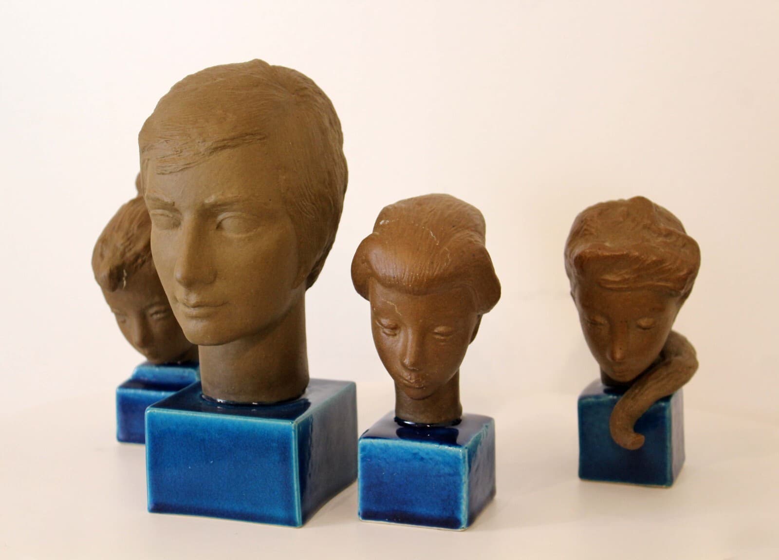 Johannes Hedegaard Royal Copenhagen Denmark Set of 4 Rare Ceramic Busts 1960s - Thumbnail 2