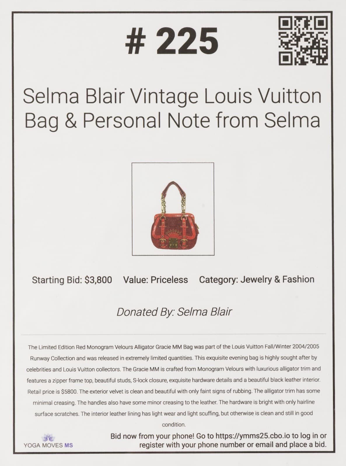 Selma Blair, Louis Vuitton Gracie MM Bag Red Monogram + Selma Autographed - Thumbnail 8