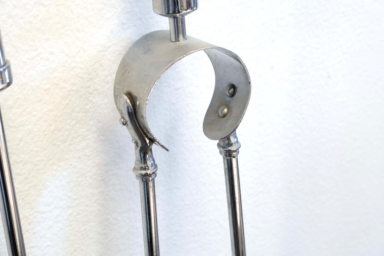 Art Deco Set of 4 Chrome Fireplace Tools Shovel, Broom, Tongs, and Poker - Thumbnail 7