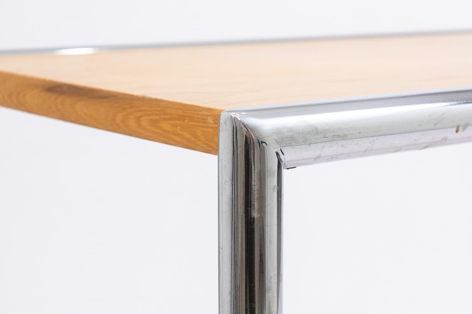 Postmodern Wood and Tubular Chrome Rectangular Console Table - Thumbnail 5