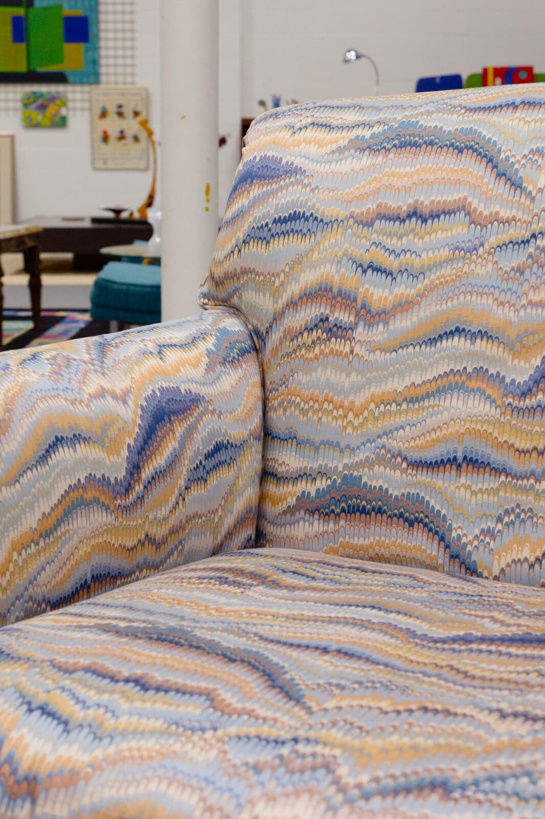 Pair of Vintage Sherrill Furniture Multicolor Flame Stitch Upholstery Armchairs - Thumbnail 9