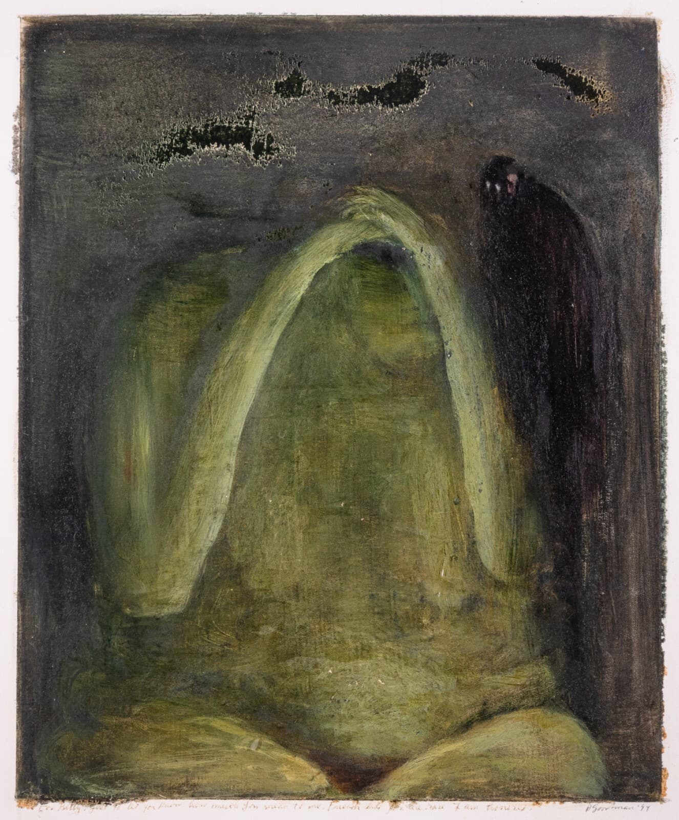 Barbara Goodman For Betty Signed Abstract Figurative Oil Painting on Paper 1994 - Thumbnail 2