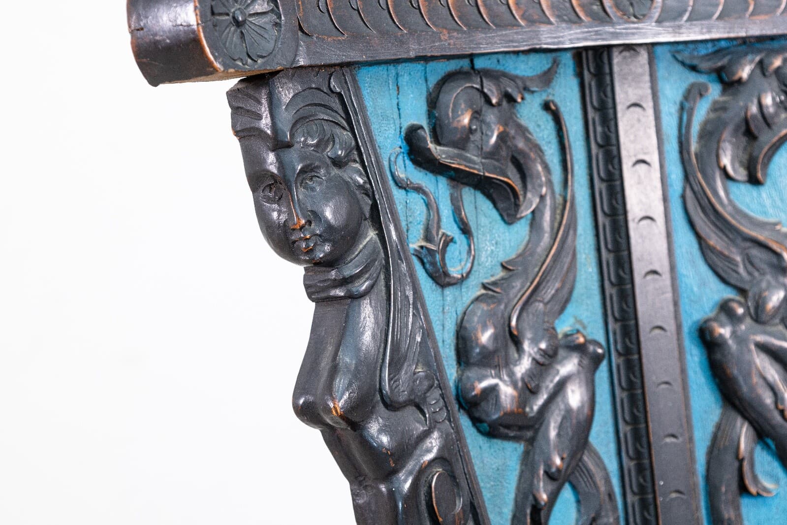Vintage Hand Painted Italian Renaissance Revival Carved Wood Side Accent Chair - Thumbnail 7