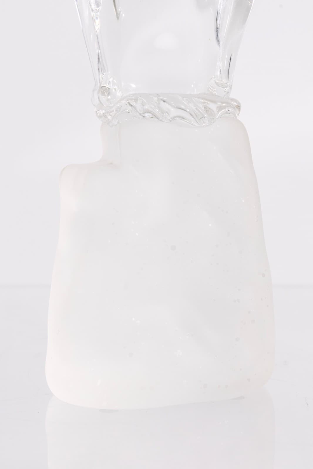 Mid Century Modern Signed Clear Art Glass Antelope Sculpture With Frosted Base - Thumbnail 6