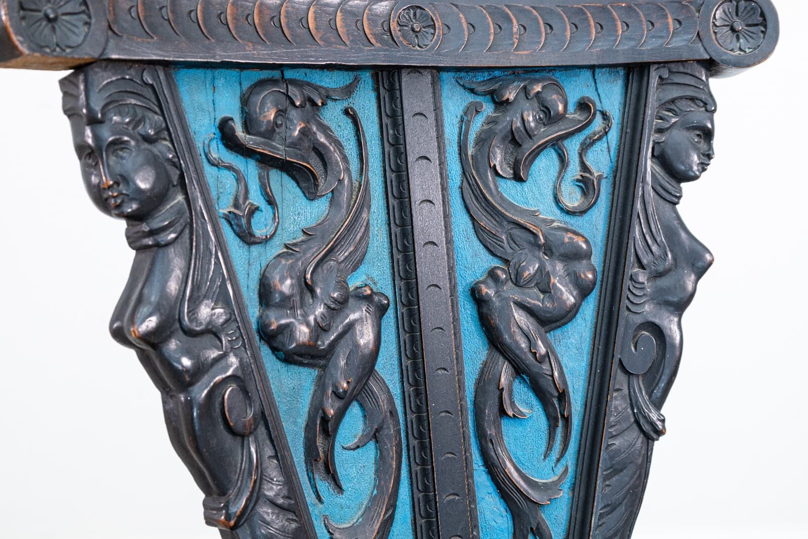 Vintage Hand Painted Italian Renaissance Revival Carved Wood Side Accent Chair - Thumbnail 8