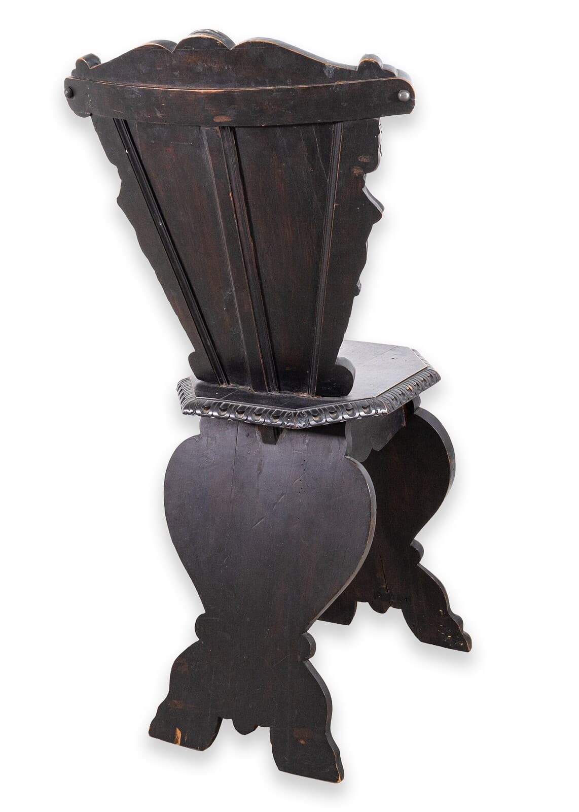 Vintage Hand Painted Italian Renaissance Revival Carved Wood Side Accent Chair - Thumbnail 4