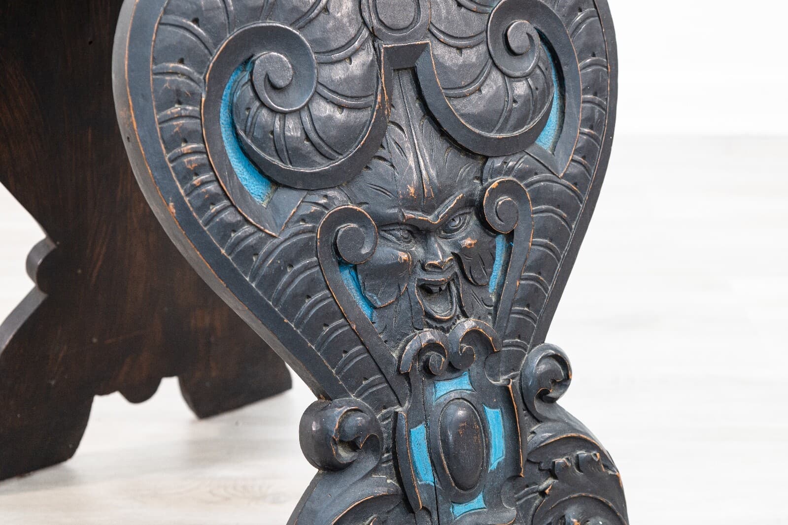 Vintage Hand Painted Italian Renaissance Revival Carved Wood Side Accent Chair - Thumbnail 11