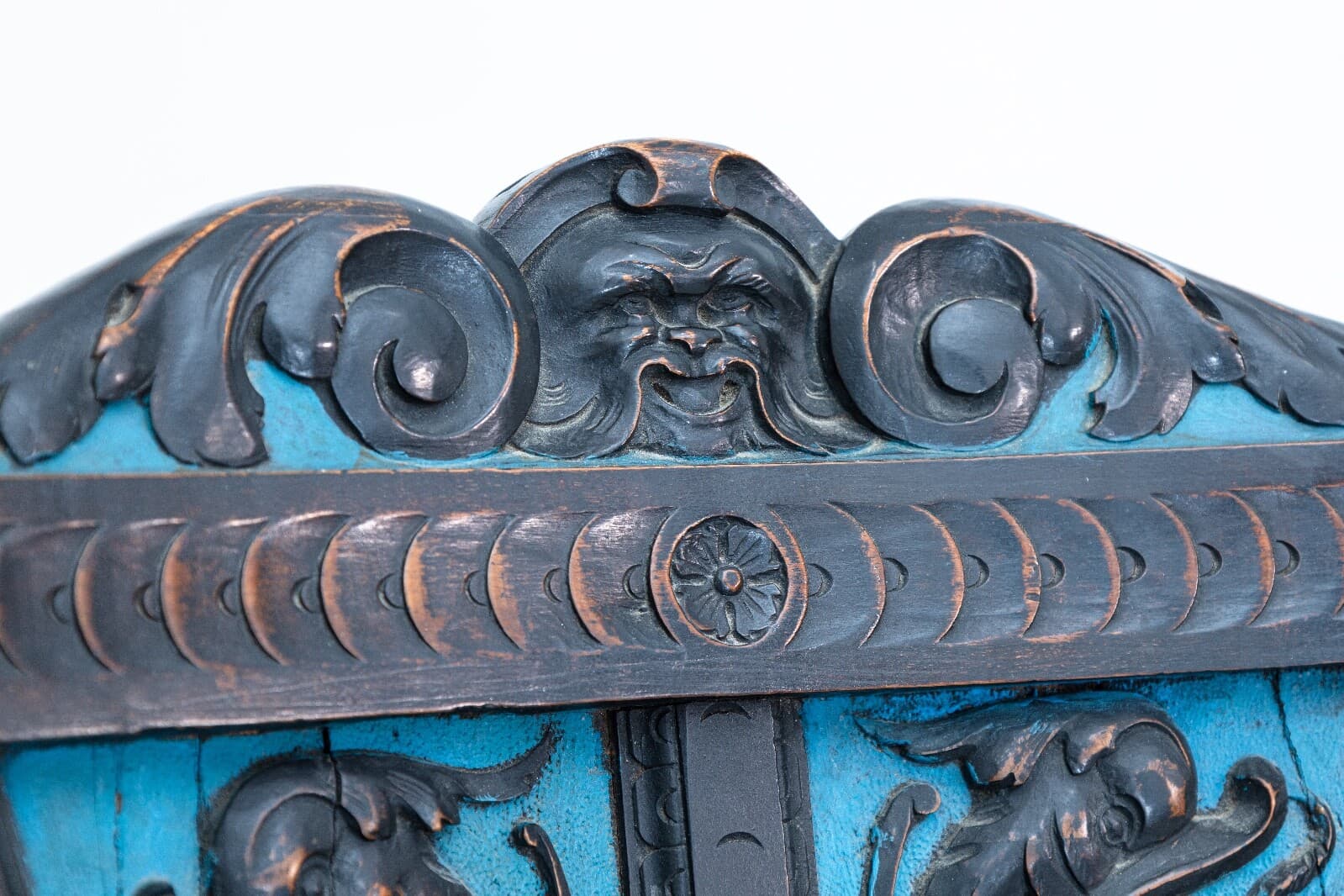 Vintage Hand Painted Italian Renaissance Revival Carved Wood Side Accent Chair - Thumbnail 6