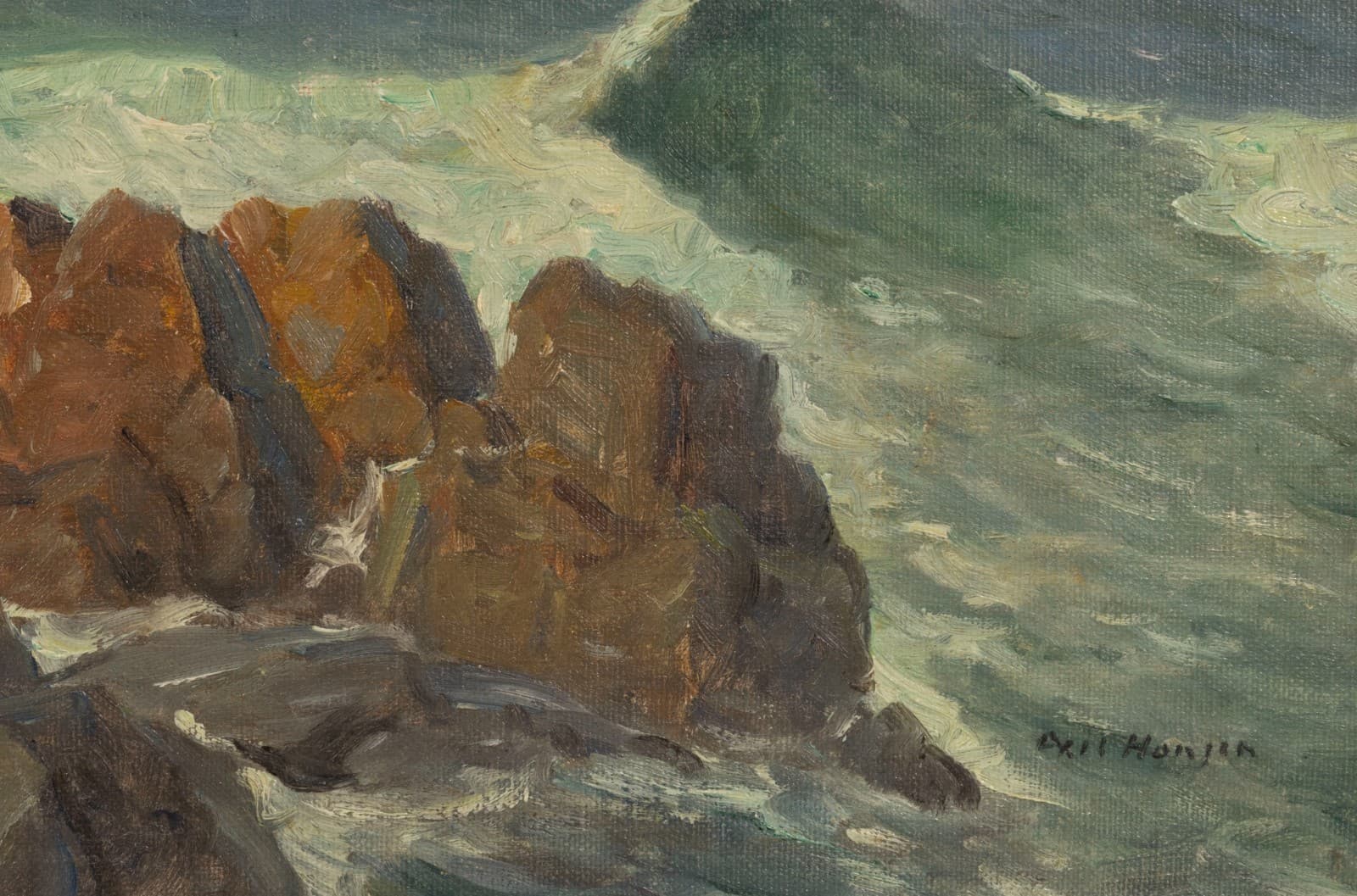 Aleksei Vasilievich Von Hanzen (1876-1937) Seascape Coast Signed Oil Painting on - Thumbnail 3