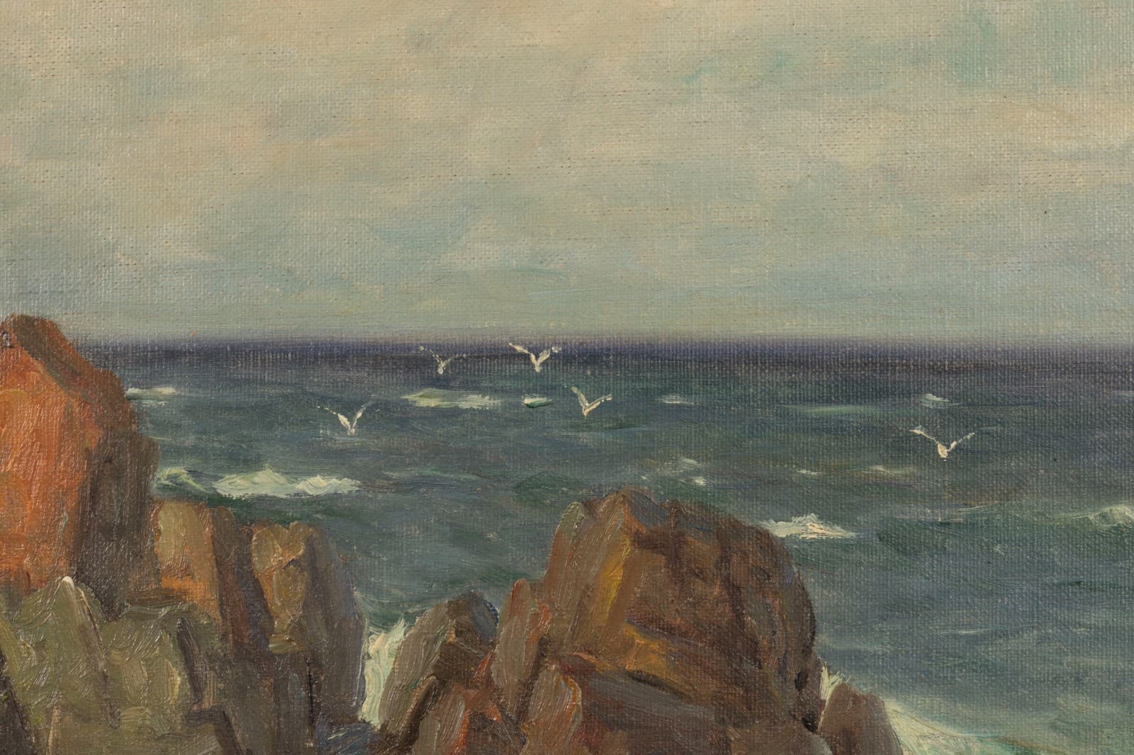 Aleksei Vasilievich Von Hanzen (1876-1937) Seascape Coast Signed Oil Painting on - Thumbnail 5