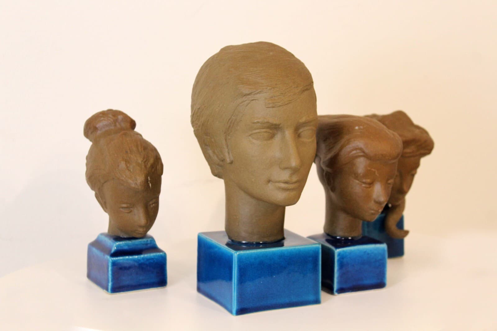 Johannes Hedegaard Royal Copenhagen Denmark Set of 4 Rare Ceramic Busts 1960s - Thumbnail 3