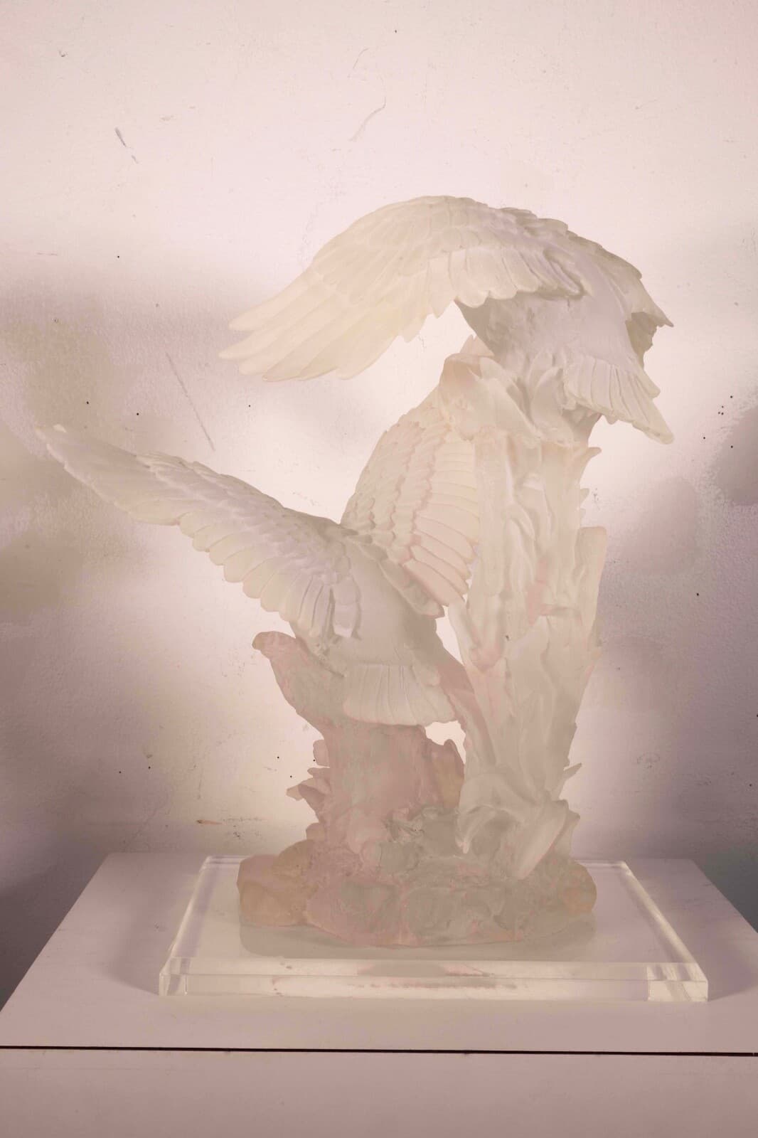 Modern Contemporary Carved Acrylic Geese in Flight Table Sculpture on Base - Thumbnail 5