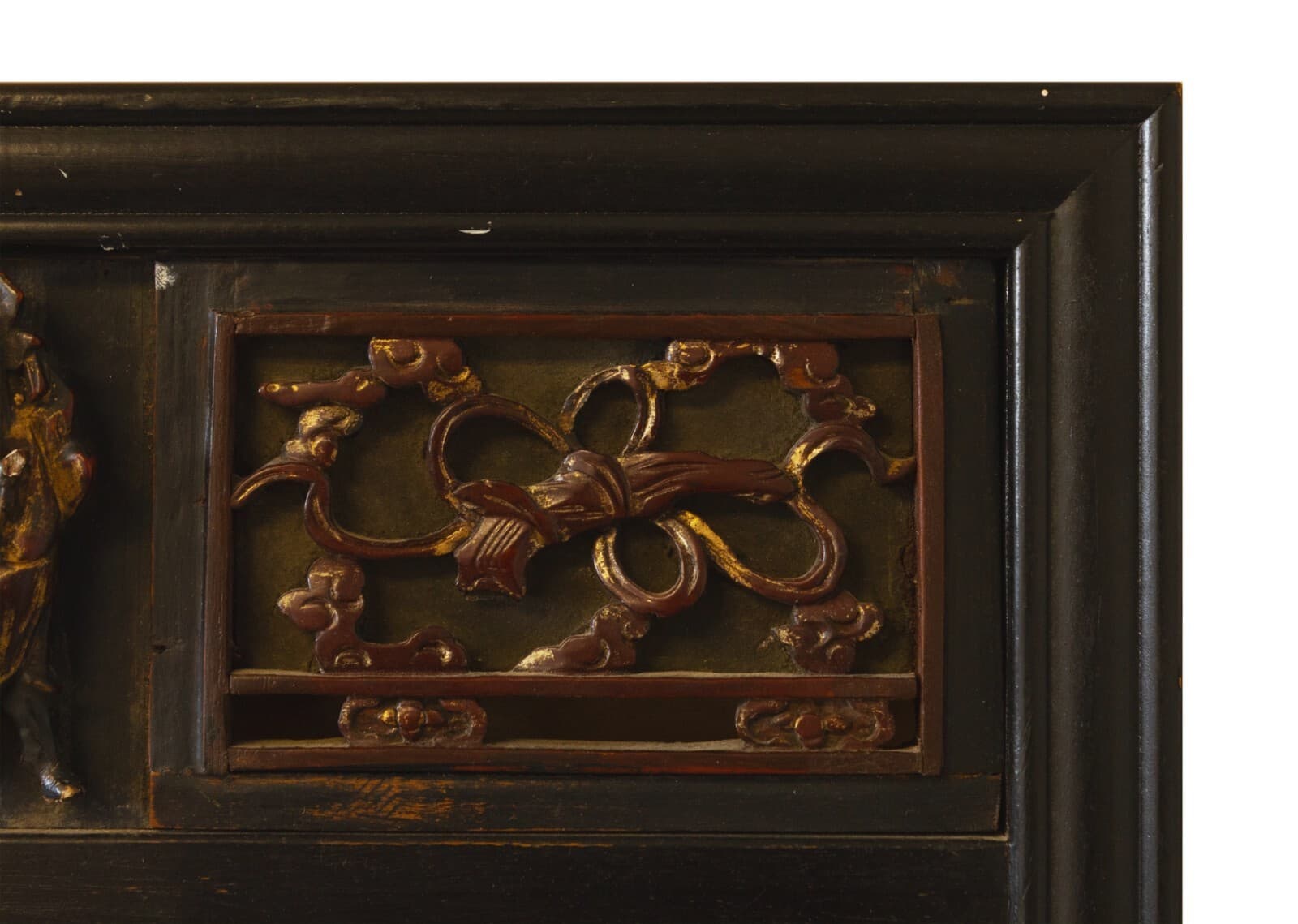 Traditional Asian Mirror Hand-Carved Mahogony Wood Ornate Design with Deity - Thumbnail 3