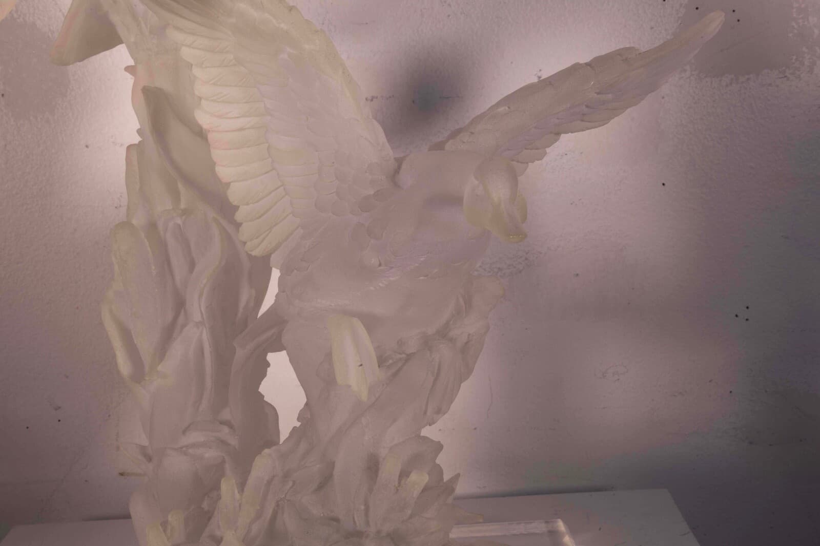 Modern Contemporary Carved Acrylic Geese in Flight Table Sculpture on Base - Thumbnail 7