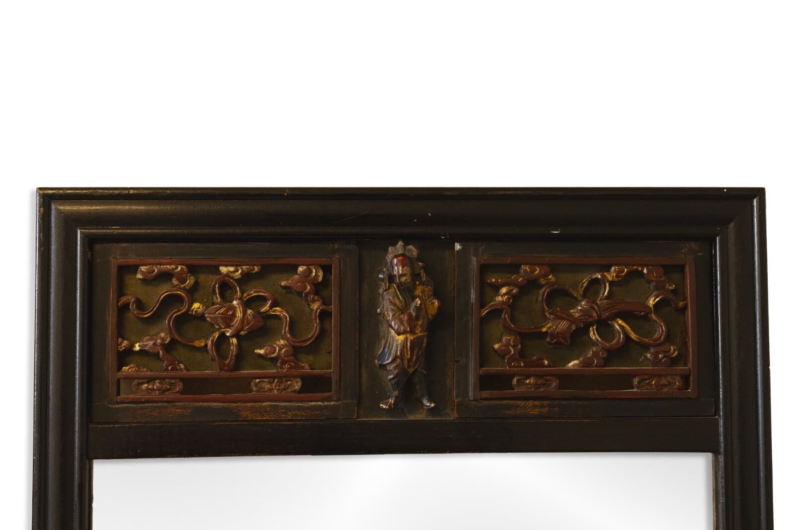 Traditional Asian Mirror Hand-Carved Mahogony Wood Ornate Design with Deity - Thumbnail 2
