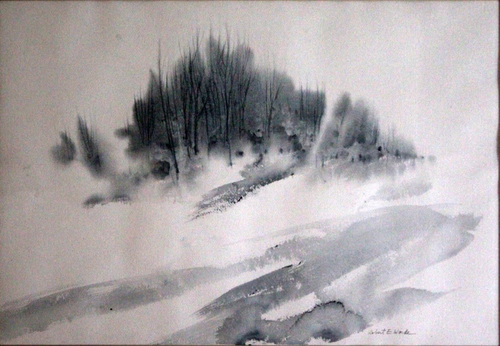 Robert E Woide Untitled Landscape Signed Original Watercolor Framed - Thumbnail 2