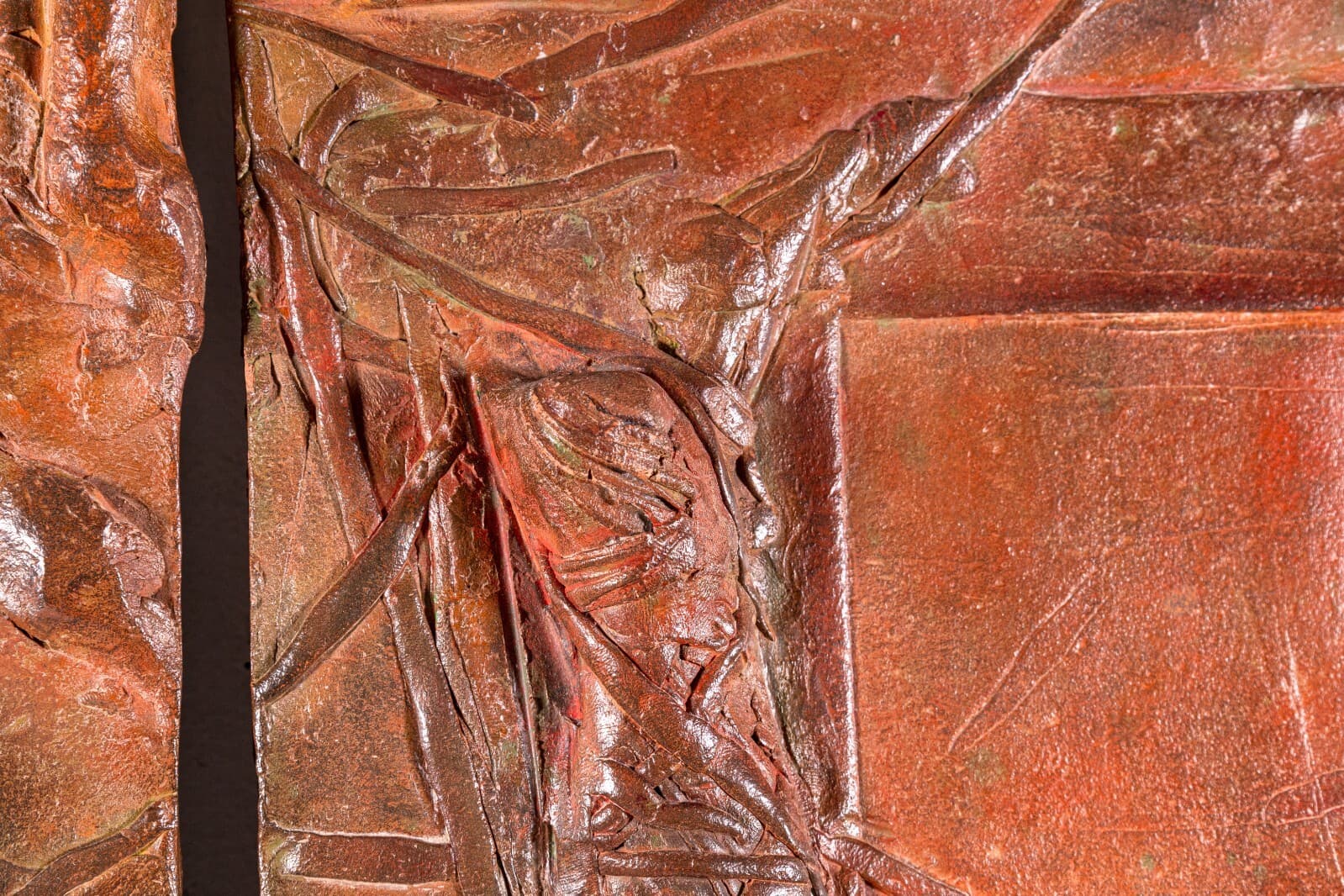 Sergio de Giusti Signed Modernist Biblical Painted Ceramic Diptych Sculpture - Thumbnail 4