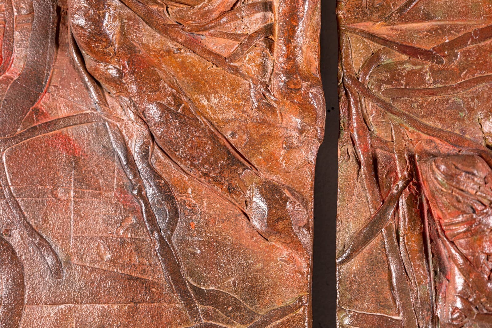 Sergio de Giusti Signed Modernist Biblical Painted Ceramic Diptych Sculpture - Thumbnail 3