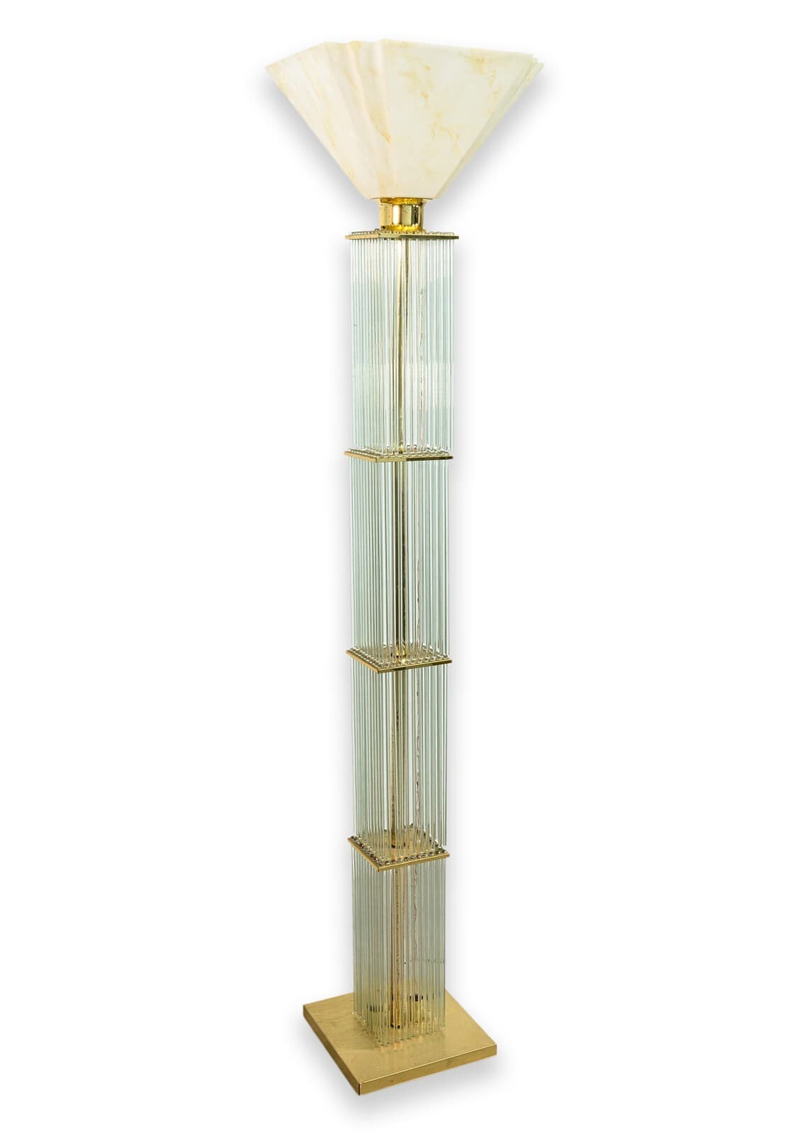 1960s Gaetano Sciolari Brass and Glass Cane Mid Century Modern Floor Lamp