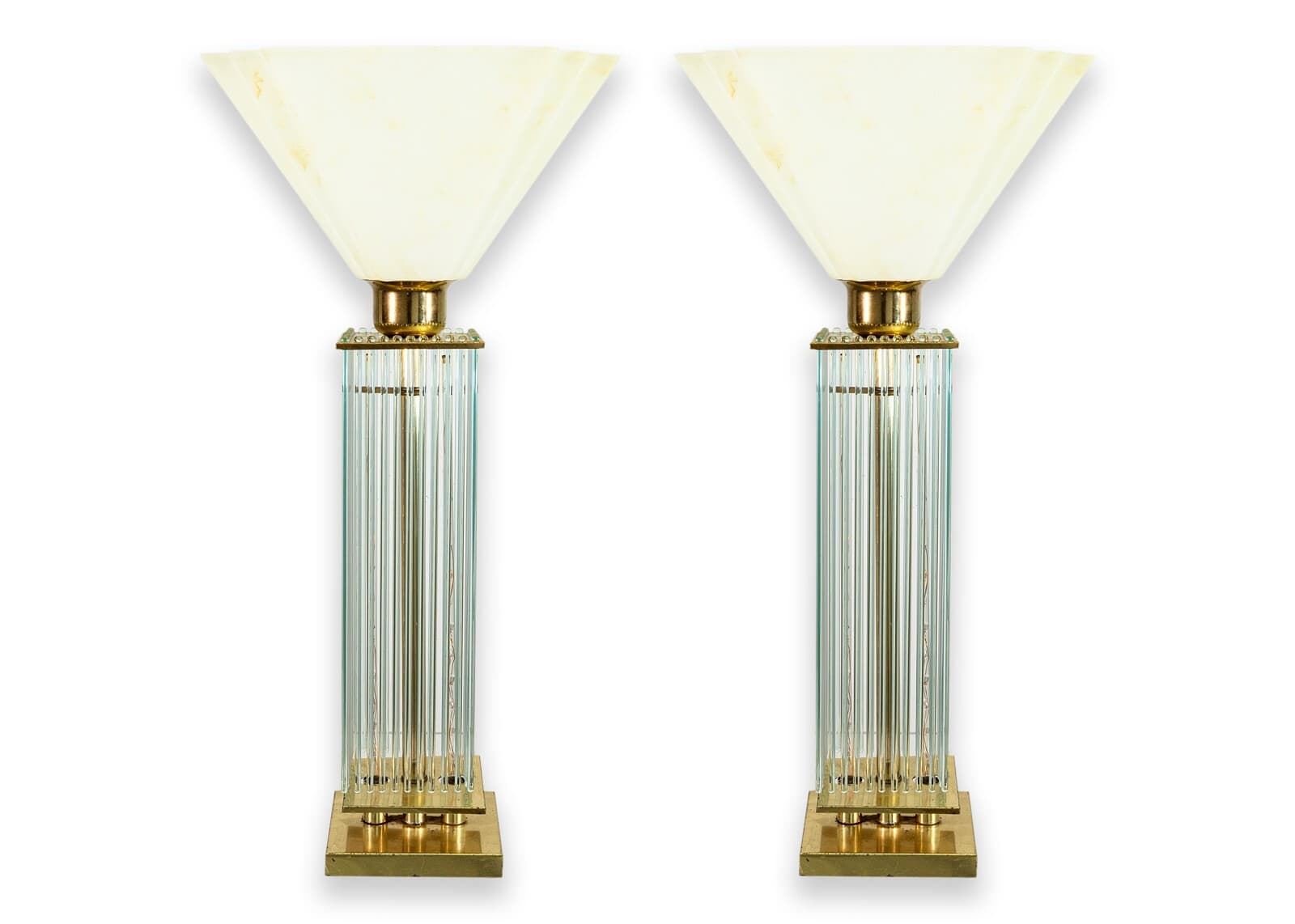 Pair of 1960s Gaetano Sciolari Brass and Glass Mid Century Modern Table Lamps