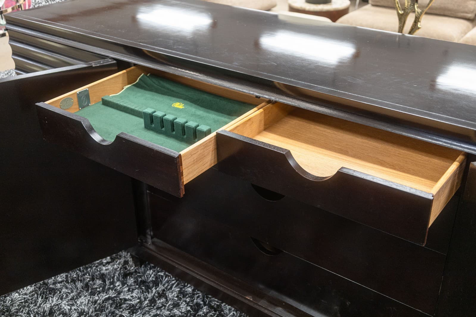 Barbara Barry for Baker Modern Fluted Black Lacquered Sideboard Credenza - Thumbnail 7