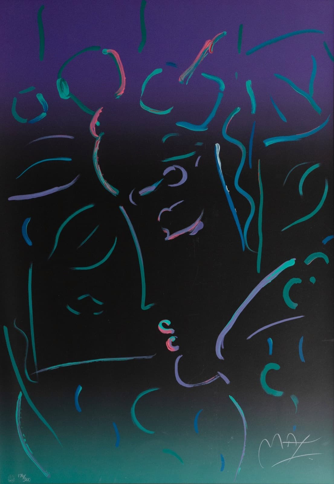 Peter Max Midnight Profile Signed 1988 Serigraph on Paper 176/300 Modern Pop Art - Thumbnail 2
