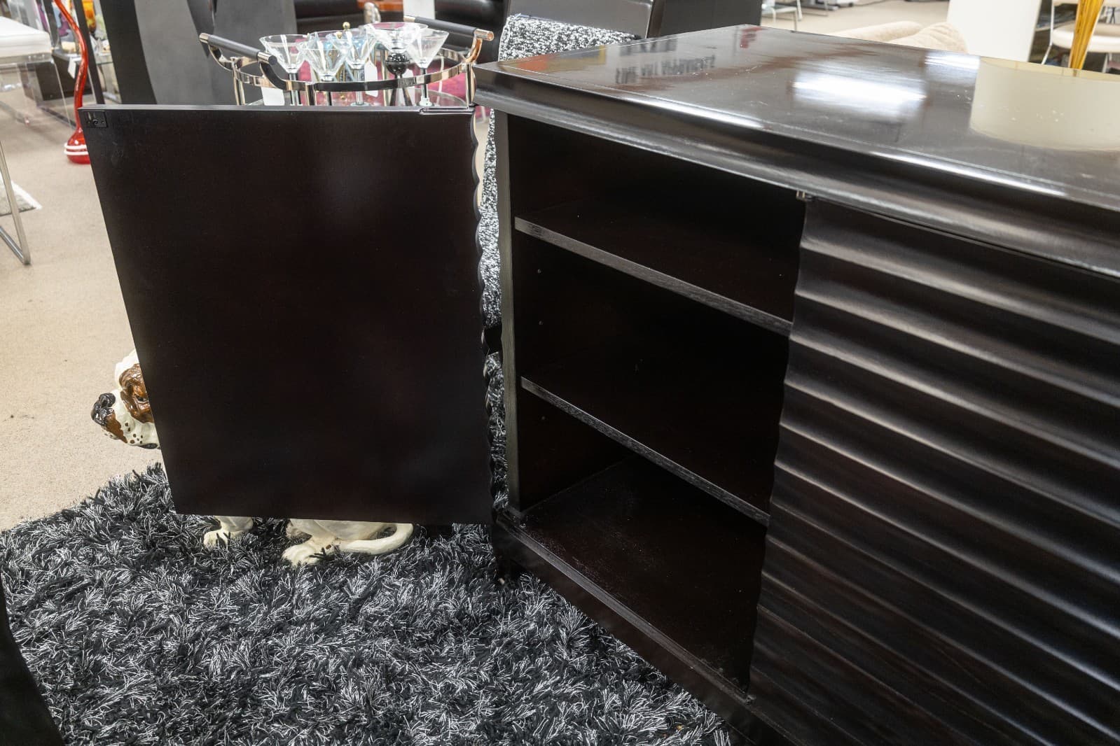 Barbara Barry for Baker Modern Fluted Black Lacquered Sideboard Credenza - Thumbnail 5