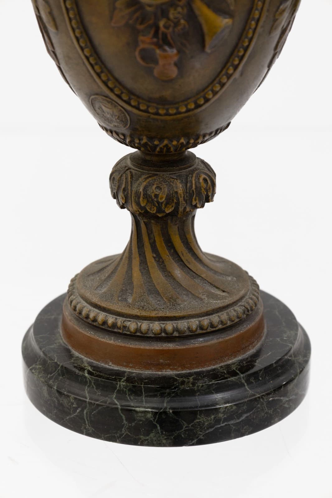 Hollywood Regency Bronze French Lidded Urn With Handles On Marble Base c. 1950s - Thumbnail 4