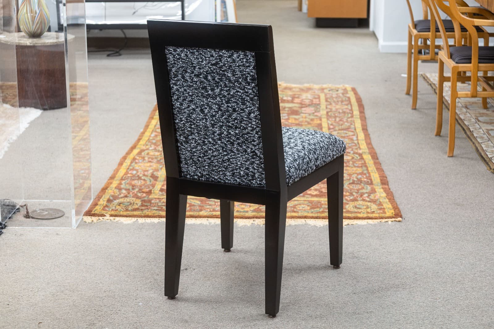 Barbara Barry for Baker Set of 10 Lacquered Black & White Fabric Dining Chairs - Thumbnail 7