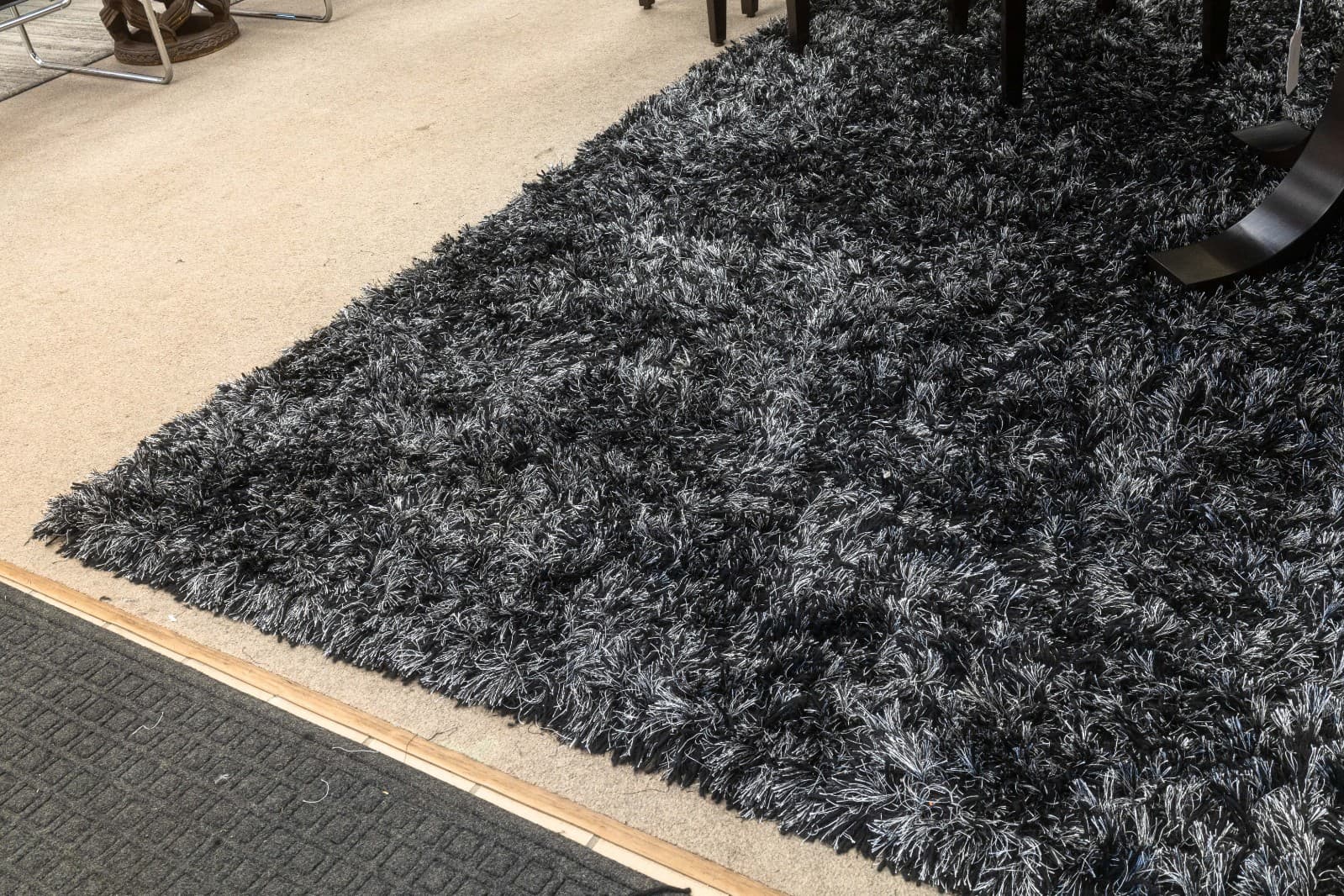 Stark Carpets Black and White Shag 12' x 12.5' Contemporary Modern Area Rug - Thumbnail 3
