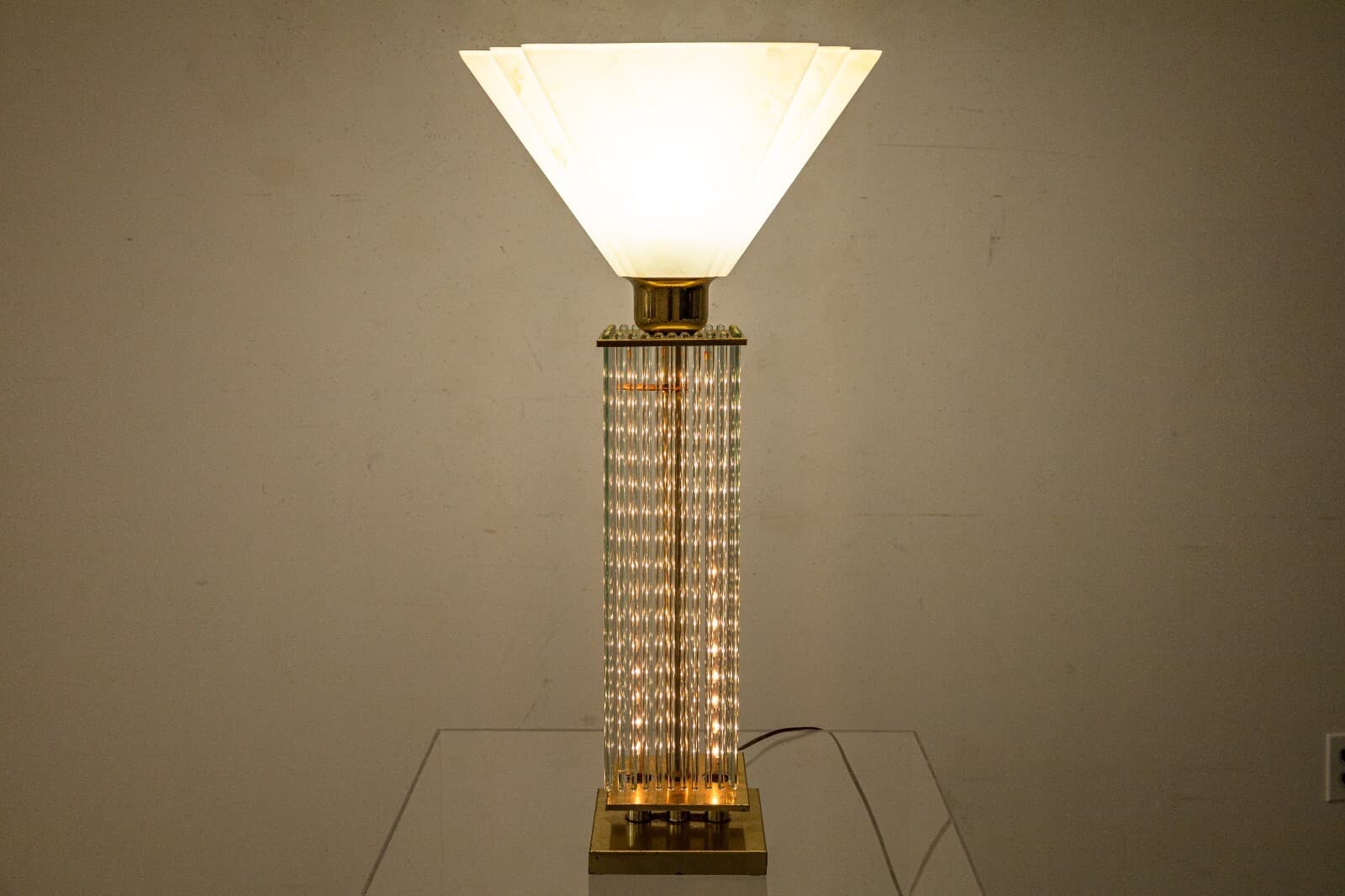 Pair of 1960s Gaetano Sciolari Brass and Glass Mid Century Modern Table Lamps - Thumbnail 3