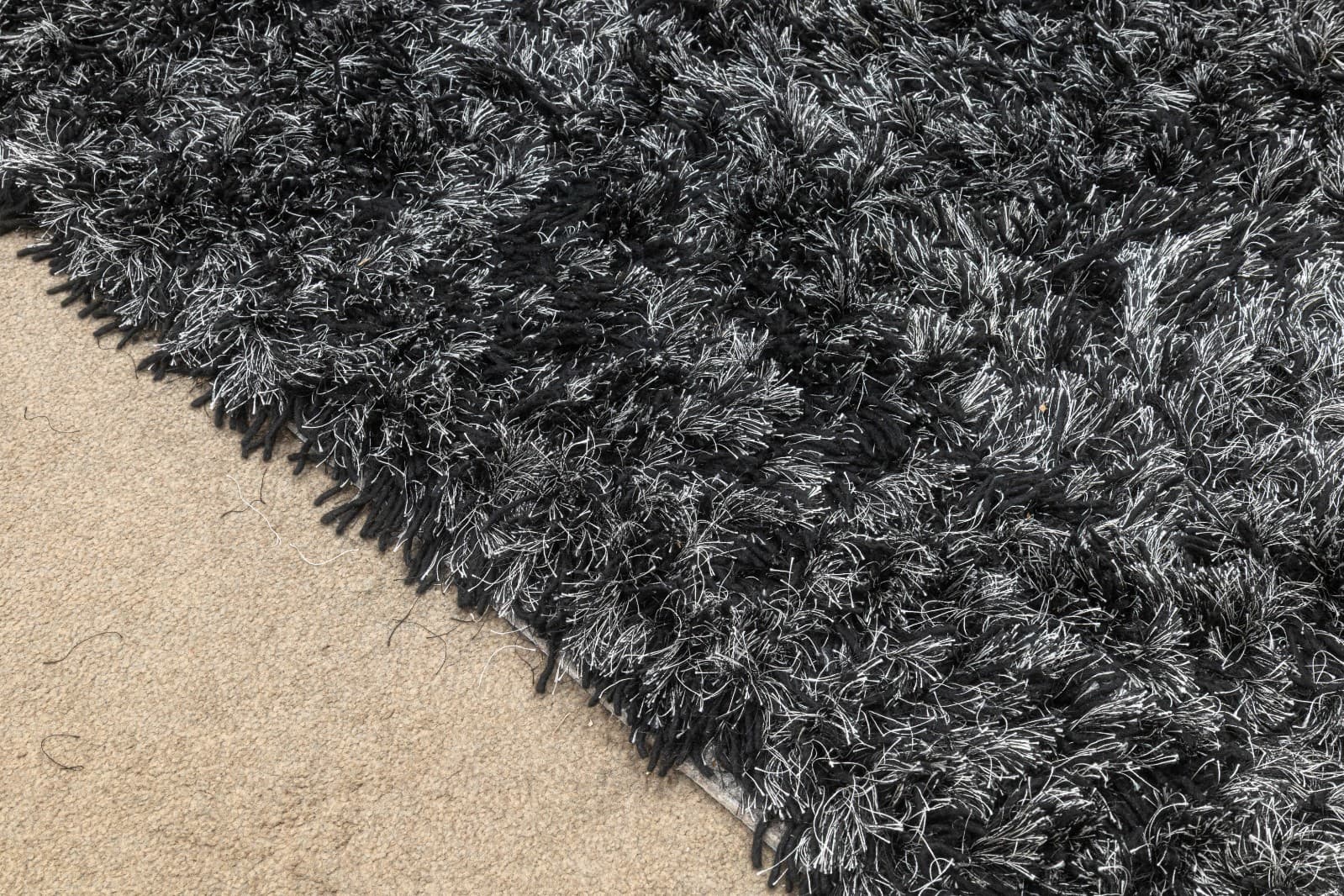 Stark Carpets Black and White Shag 12' x 12.5' Contemporary Modern Area Rug - Thumbnail 4