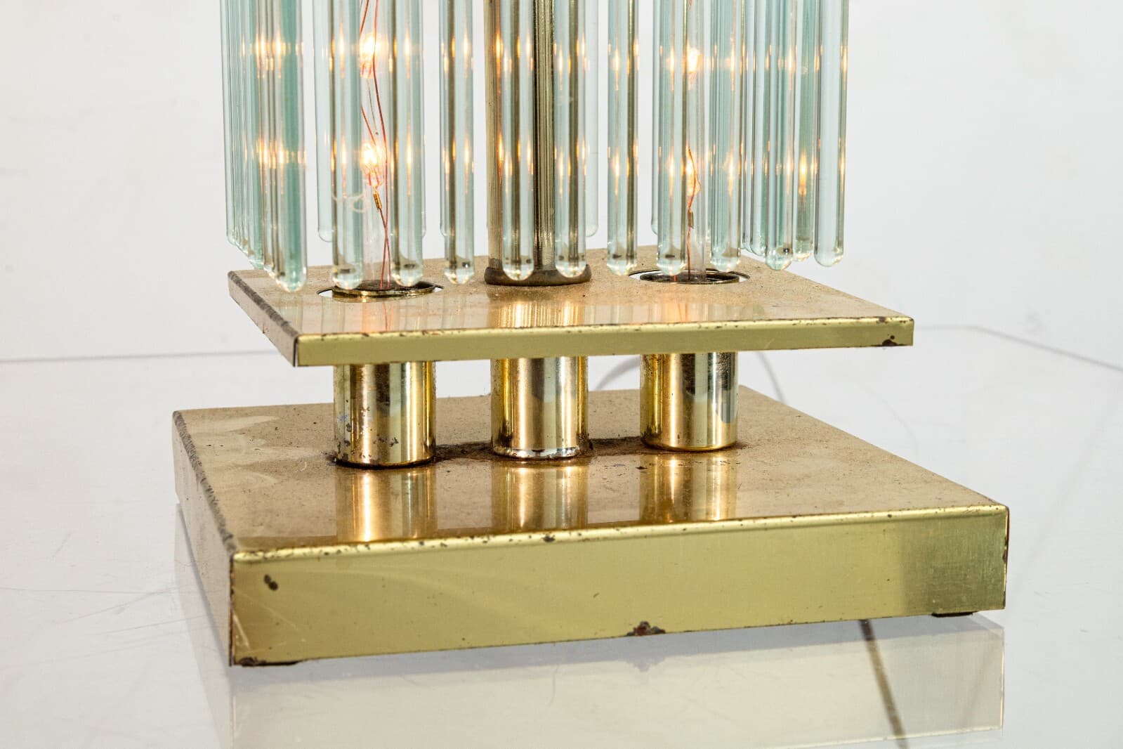 Pair of 1960s Gaetano Sciolari Brass and Glass Mid Century Modern Table Lamps - Thumbnail 9