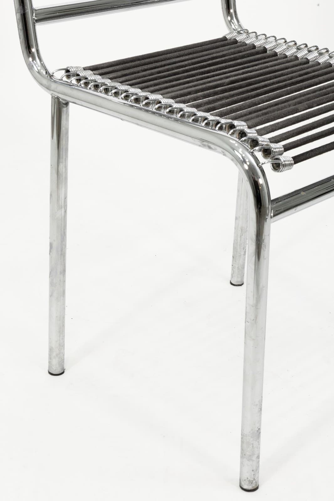 Set Of 4 Mid Century Rene Herbst Sandow Cord And Chrome Armchairs - Thumbnail 8