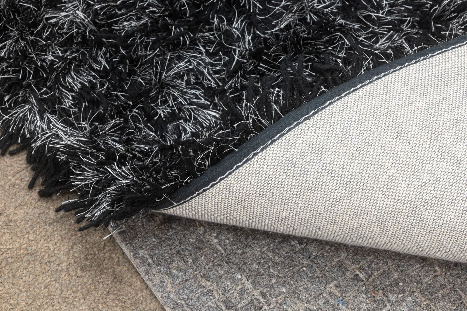 Stark Carpets Black and White Shag 12' x 12.5' Contemporary Modern Area Rug - Thumbnail 6