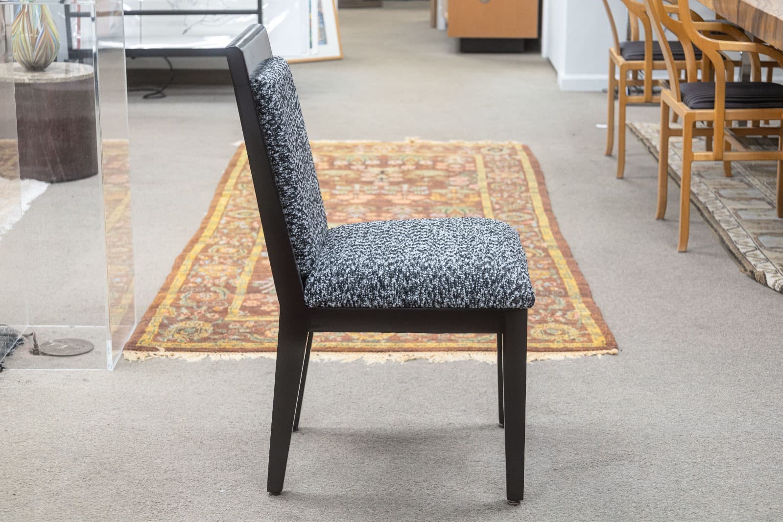 Barbara Barry for Baker Set of 10 Lacquered Black & White Fabric Dining Chairs - Thumbnail 6