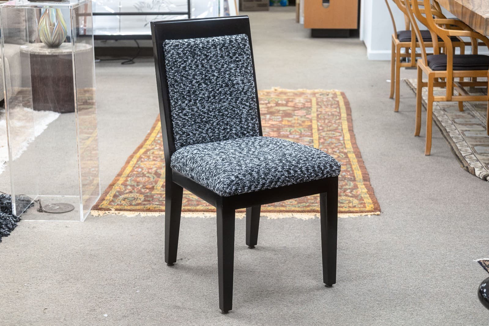 Barbara Barry for Baker Set of 10 Lacquered Black & White Fabric Dining Chairs - Thumbnail 5