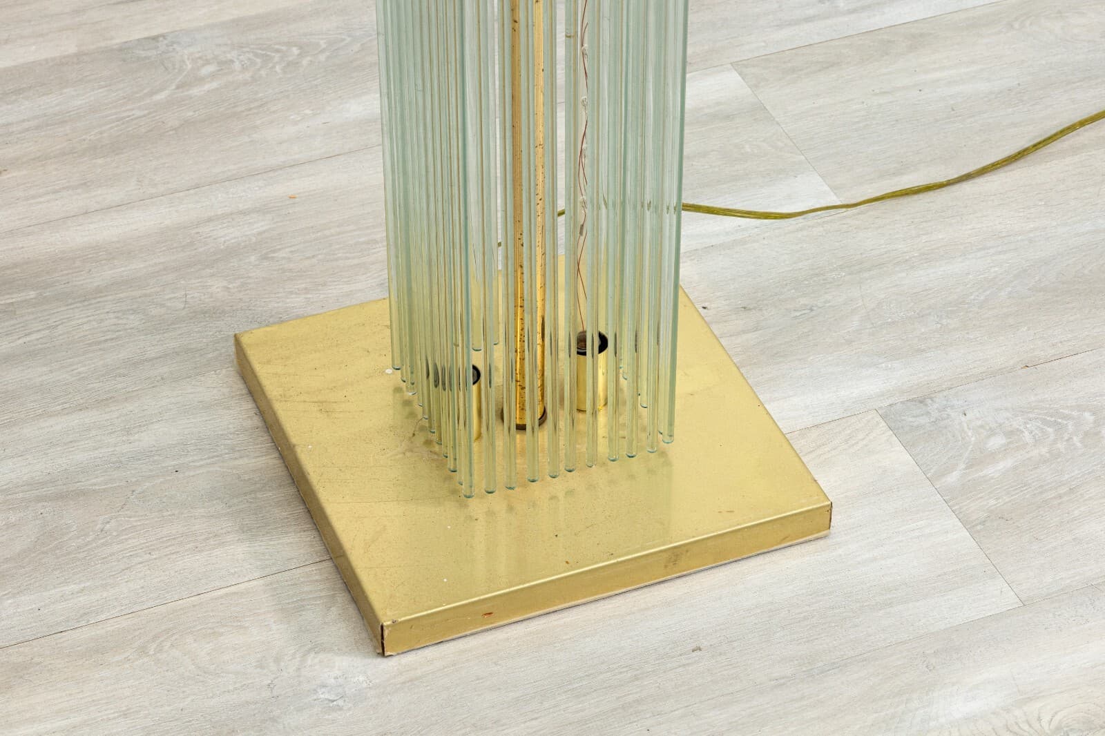1960s Gaetano Sciolari Brass and Glass Cane Mid Century Modern Floor Lamp - Thumbnail 8