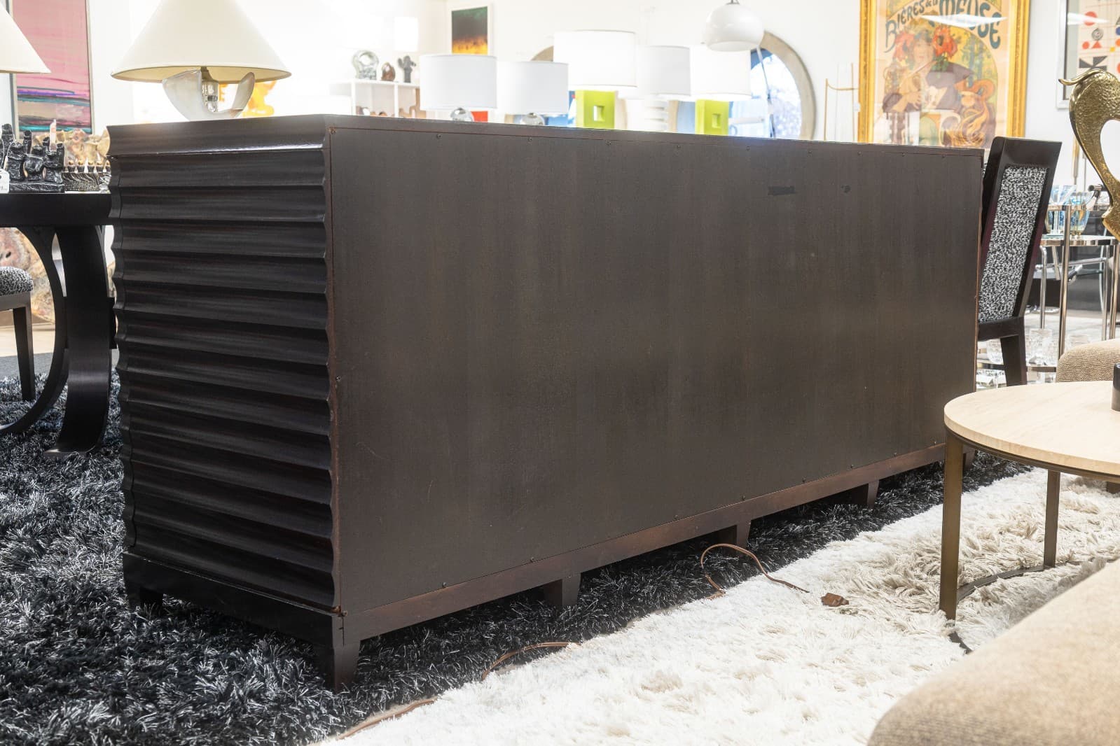 Barbara Barry for Baker Modern Fluted Black Lacquered Sideboard Credenza - Thumbnail 11
