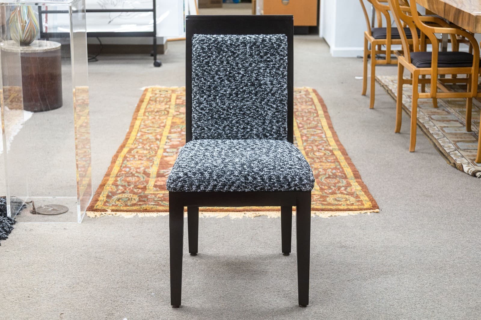 Barbara Barry for Baker Set of 10 Lacquered Black & White Fabric Dining Chairs - Thumbnail 4