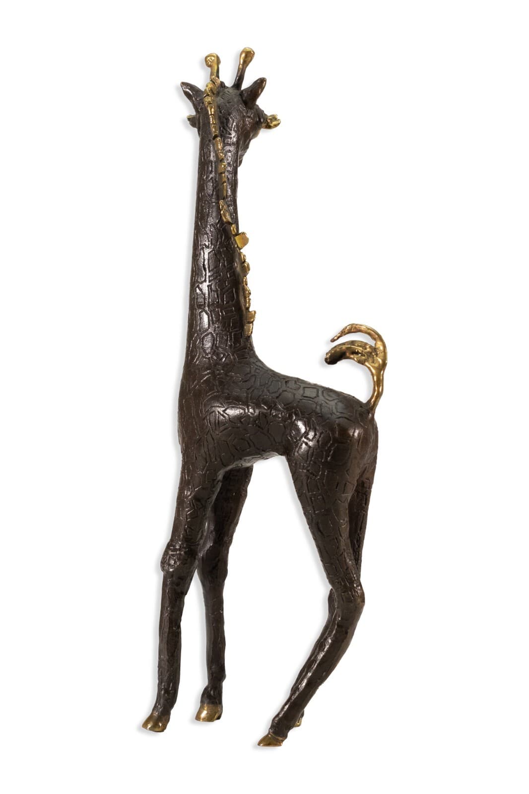 Modern Brutalist Fashionista Giraffe Cast Metal Sculpture Signed G.G. 1970s - Thumbnail 3