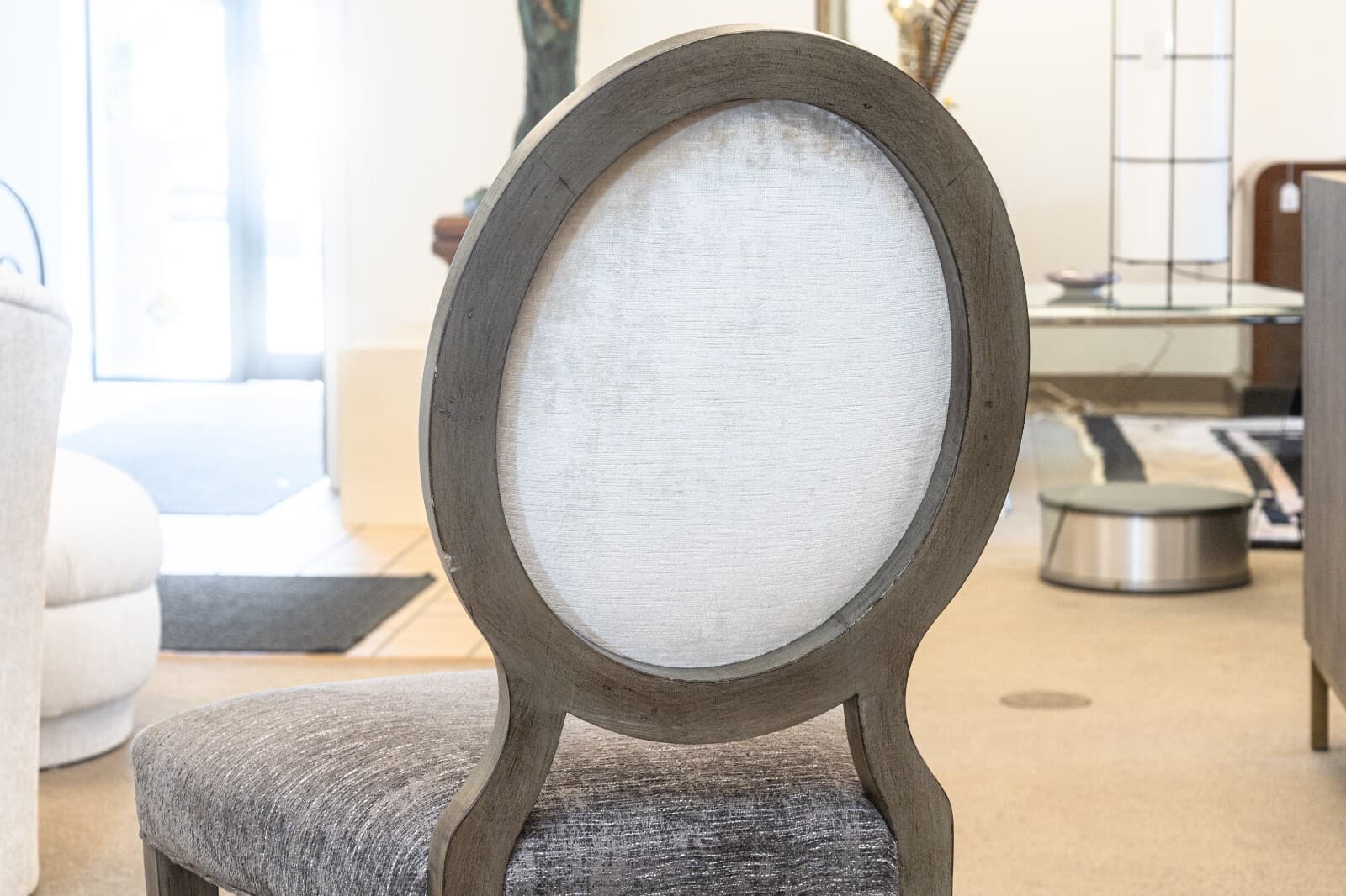 Contemporary Modern Restoration Hardware Fabric Upholstered Wooden Accent Chair - Thumbnail 9