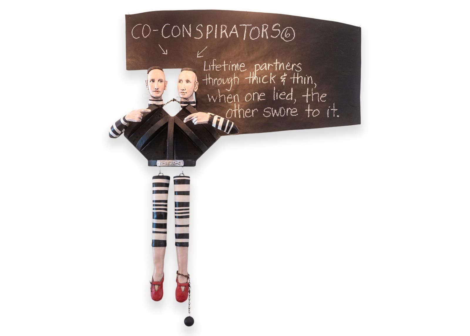 Joan Rasmussen - Co-Conspirators, 2012 Signed Mixed-Media Wall Ceramic Sculpture