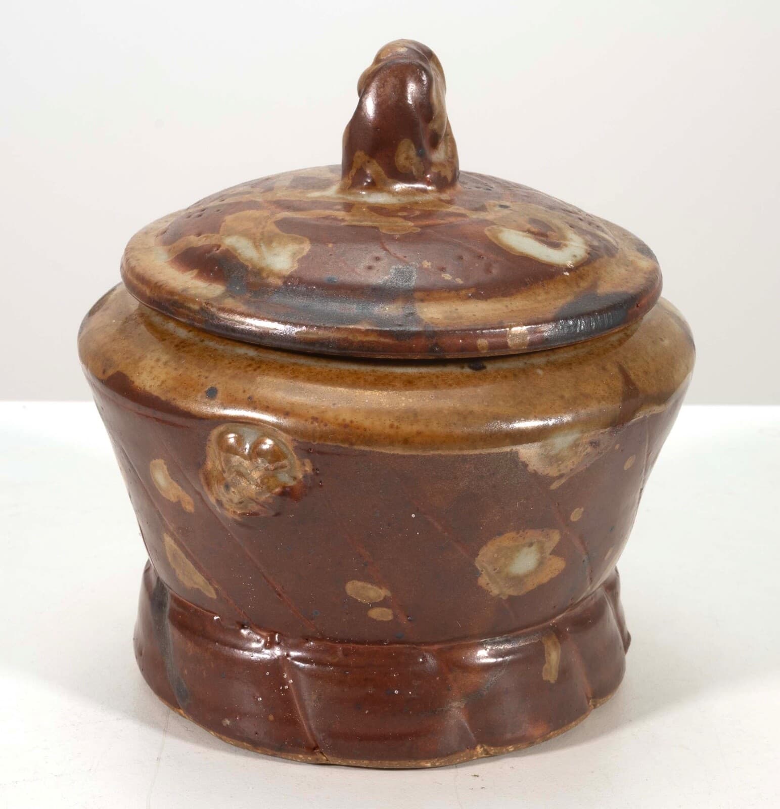 John Glick Ceramic Stoneware Sugar and Creamer Holder Stamped Plum Tree Pottery - Thumbnail 9