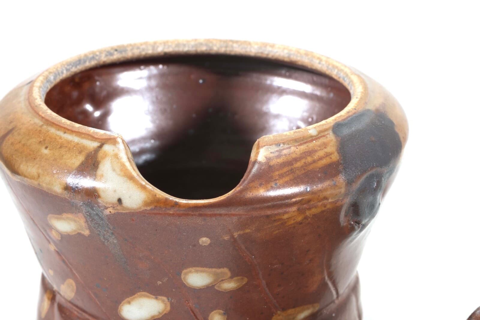 John Glick Ceramic Stoneware Sugar and Creamer Holder Stamped Plum Tree Pottery - Thumbnail 11